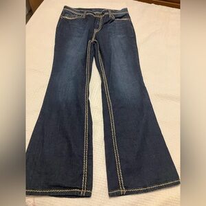 Women’s Zena Di dark Wash bootcut jeans heavy rope stitching size 14
